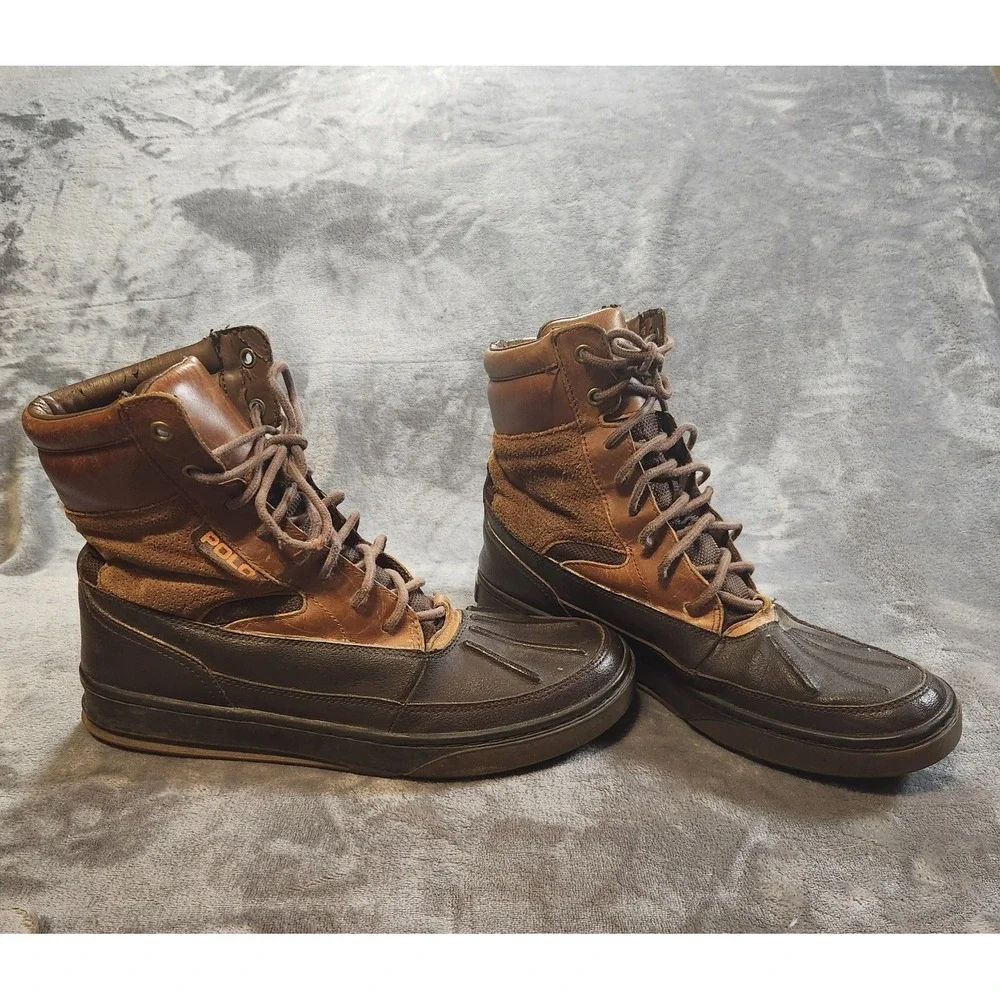 Polo Ralph Lauren Boots Mens 10 Brown Leather Duck Boots Lansing